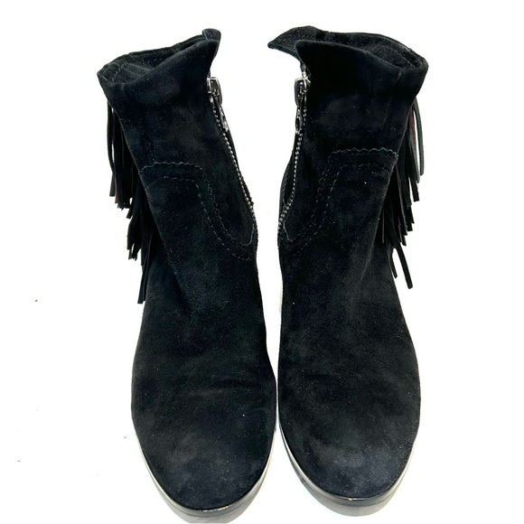 Sam Edelman Louie Ankle Cowgirl Fringe Leather Suede Black Purple Silver Sz 8.5 - Picture 13 of 14